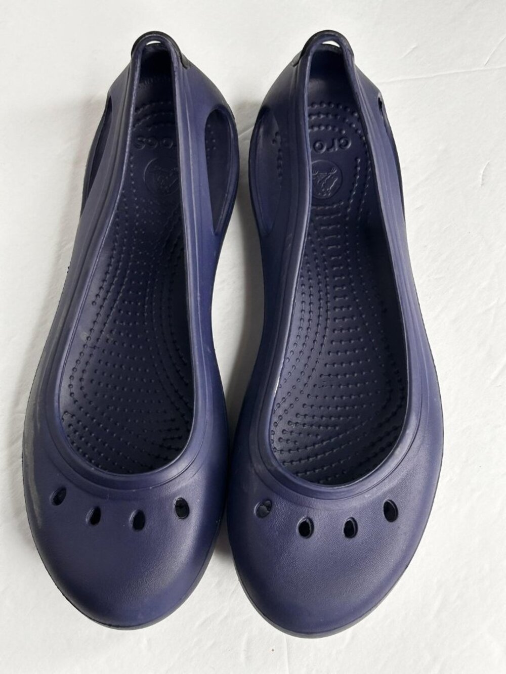 Crocs Shoes Womens Size 8 Navy Blue Ballet Flats Slip On Rubber Comfort Casual
